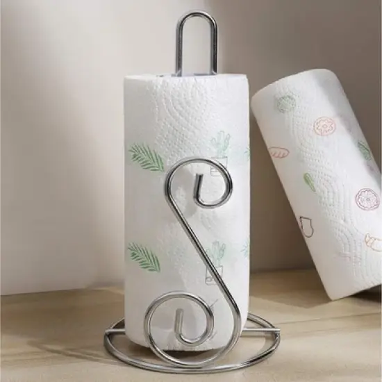 Home Mart Goods Silver Metal Paper Towel Holder - 11" Tall image {4}