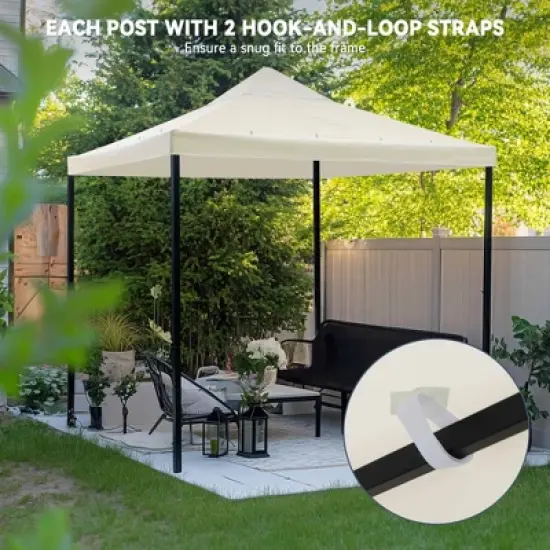 Yescom 10x10Ft Gazebo Top Replacement for beach cabanas for 1 Tier Outdoor Canopy Cover Patio Garden Yard Party White image {4}
