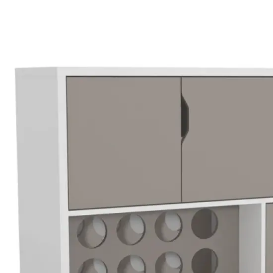 2 Door Wine Bar Cabinet TV Stand for TVs up to 54" White/Gray - The Urban Port image {1}
