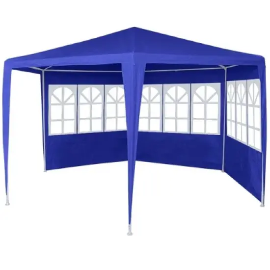 vidaXL Gazebo Blue 100% PE fabric 6.6x6.6 ft Foldable Gazebo image {4}