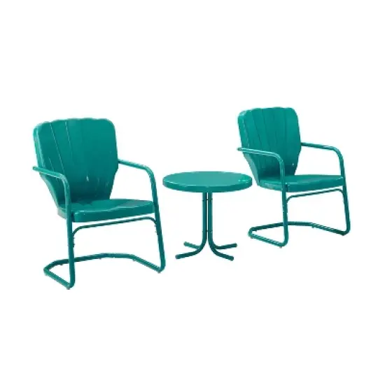 Ridgeland 3pc Outdoor Seating Set - Turquoise - Crosley image {3}
