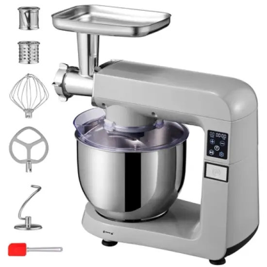 VEVOR 6 in 1 Stand Mixer, 450W Multifunctional Electric Mixer with Tilt-Head, 6 Speeds and LCD Screen Timing, 7.4Qt Stainless Bowl, Dough Hook image {8}