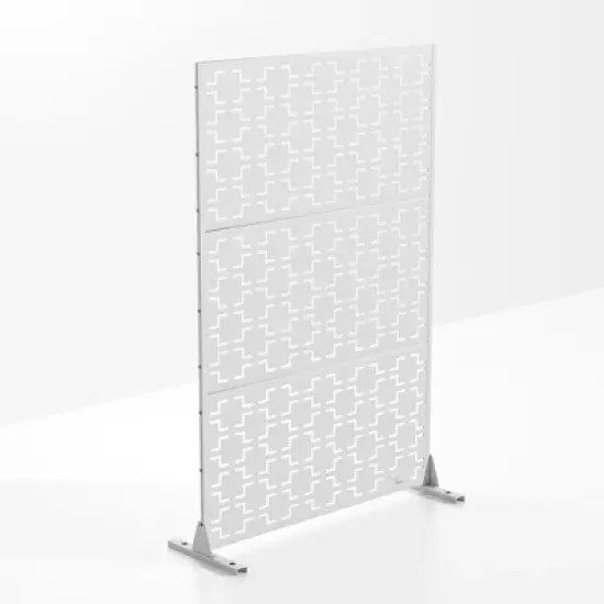 1-Piece Four-Sided White Galvanized Sheet Outdoor Privacy Screen, Garden Screen Partition image {4}