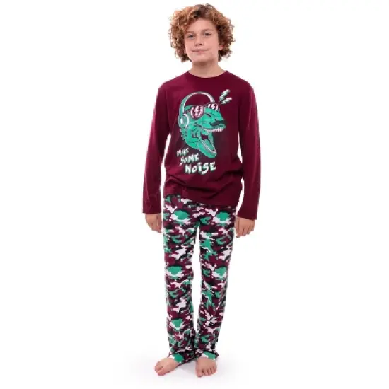 Sleep On It Boys Loud Dino Brushed Jersey 2-Piece Pajama Sleep Set image {1}