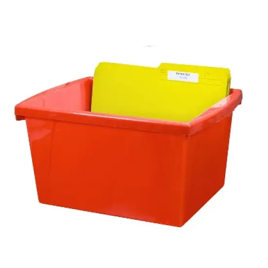 Storex 4 Gallon Storage Bin with Lid, Red image {1}
