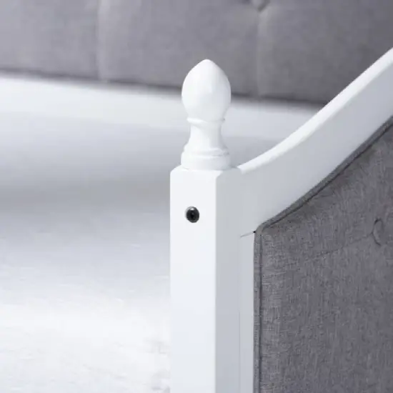 Twin Marlie Upholstered Daybed with Trundle Gray/White - Baxton Studio image {3}