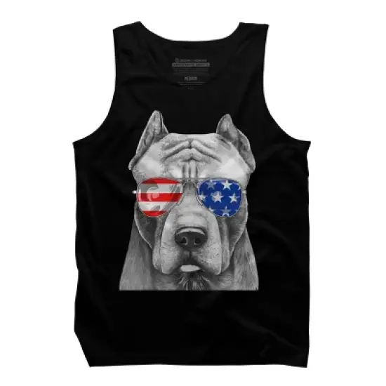 Men's Design By Humans American Pitbull With Sunglasses By Tank Top image {2}