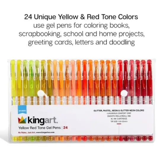 KINGART Gel Pens, Soft Grip, 24 Yellow & Red Tone Colors image {4}