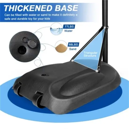 YONWAY Portable Basketball Hoop System Stand Height Adjustable 7.5ft - 9.2ft with 32 Inch Backboard and Wheels for Youth Adults image {3}