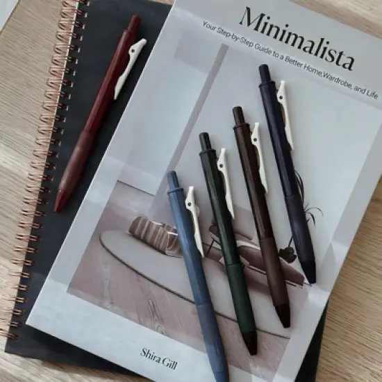 Wrapables Multi-Color Retractable Gel Pen Set (5 pack), 0.5mm Fine Point, for Writing, Journaling, Drawing, Home and Office, Classic image {7}