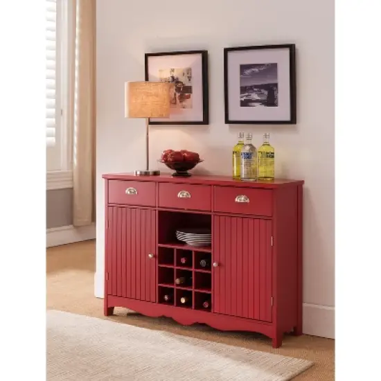 Kings Brand Furniture Buffet Server Console Table With Wine Storage, Red image {5}