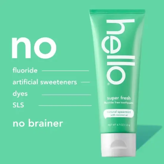 hello Super Fresh Fluoride Free Toothpaste - Natural Spearmint - 4.7oz image {5}
