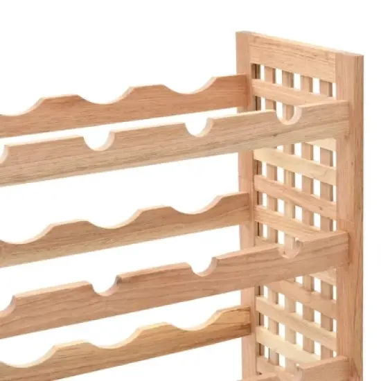 vidaXL Solid Walnut Wood Wine Rack - Freestanding 25-Bottle Holder, 5-Tier Storage, Elegant Shelving for Home Bar/Dining Area image {5}