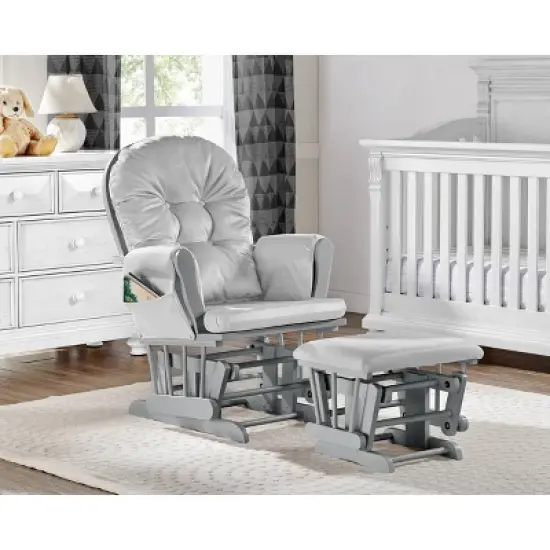 Suite Bebe Mason Glider and Ottoman - Gray Wood and Light Gray Fabric image {1}