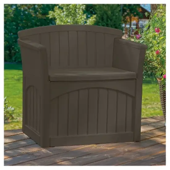 Resin Storage Patio Seat 31 Gallon Java - Brown - Suncast image {1}