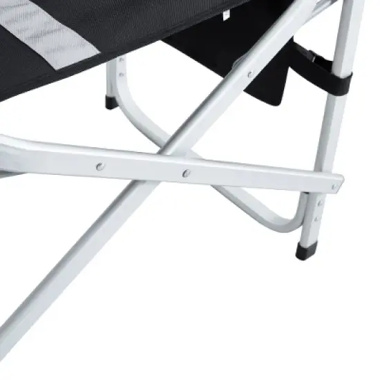 YUHAO 2PCS Outdoor Storage Pockets Lightweight Oversized Directors Chair，Padded Folding Outdoor Chair for Camping Picnics Fishing，Black+Grey image {12}