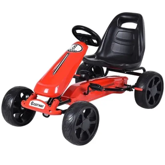 Costway Go Kart Kids Ride On Car Pedal Powered 4 Wheel Racer Stealth Outdoor Toy image {8}