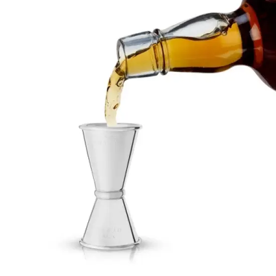 Viski Small Double Measure for Cocktails, Bar Tools and Accessories Stainless Steel Bartender Tool Measuring Shot Set of 1 image {4}