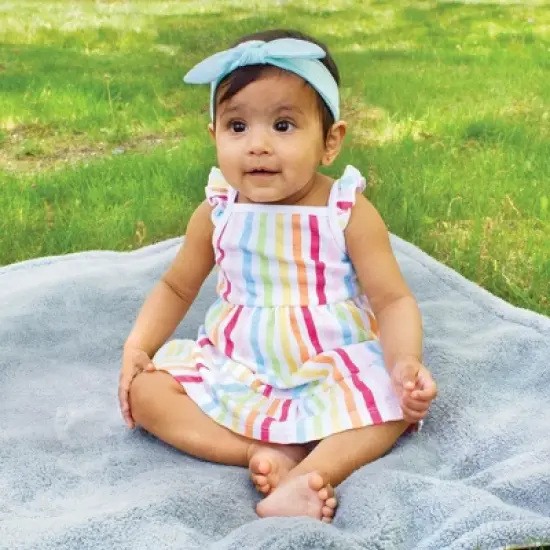 Hudson Baby Girl Cotton Dresses, Rainbow Stripe image {2}
