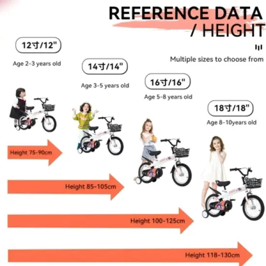 VASIP 16 inch White Kids Bike with Training Wheels & Stand - Adjustable Seat for Boys & Girls Ages 4-8 (41-53in) image {12}