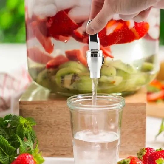 Cornucopia Brands Push Style Spigots for Beverage Dispenser Carafes, 2pk, Replacement Lever Spouts, Chrome Design Lock Open image {4}