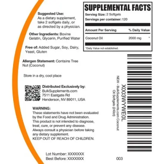 BulkSupplements Coconut Oil Softgels image {6}