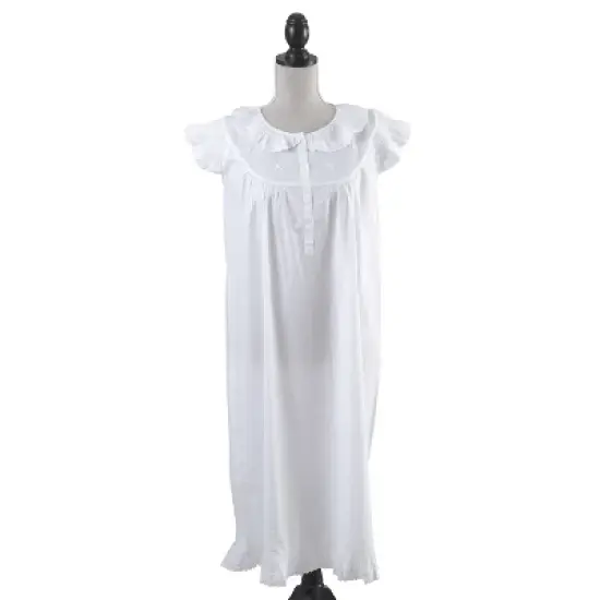 Saro Lifestyle Cotton Nightgown With Embroidered Design image {6}