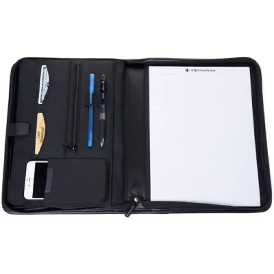 Alpine Swiss Zippered Writing Pad Business Organizer Portfolio with Tablet Sleeve Left & Right Handed image {6}