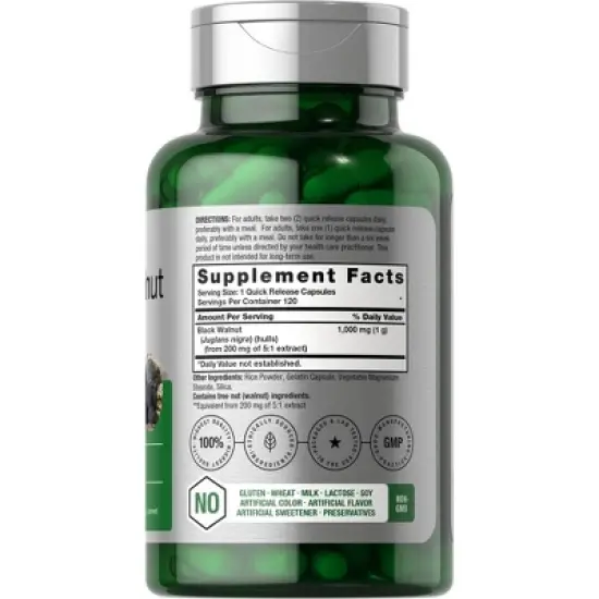 Horbaach Black Walnut Hulls 1000 mg | 120 Capsules image {1}