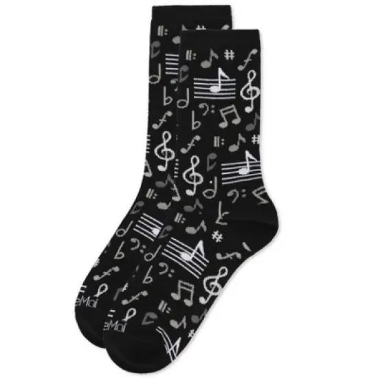 Memoi Musical Notes Bamboo Blend Crew Sock image {2}