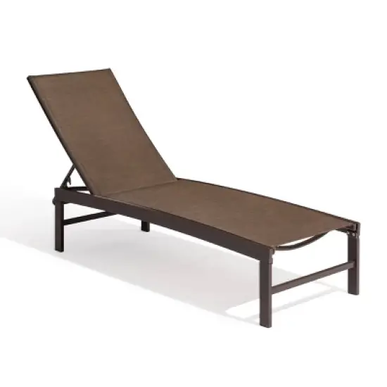Outdoor Adjustable Chaise Aluminum Lounge Chair Brown - Crestlive Products: Patio Pool Furniture, Water-Resistant image {9}
