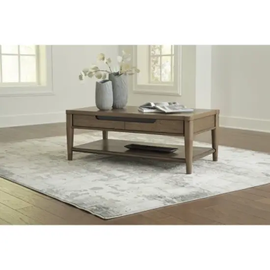Signature Design by Ashley Roanhowe Rectangular 2 Drawer Coffee Table, Brown image {1}