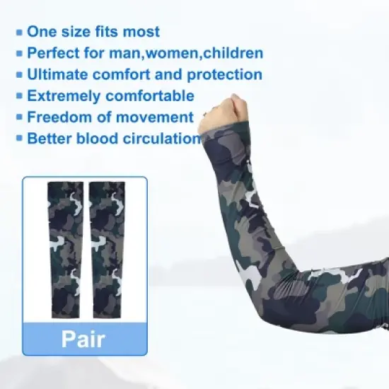 Unique Bargains Basketball Sports Camouflage Cooling Arm Elbow Compression Sleeve Green Gray Blue 1 Pair image {4}