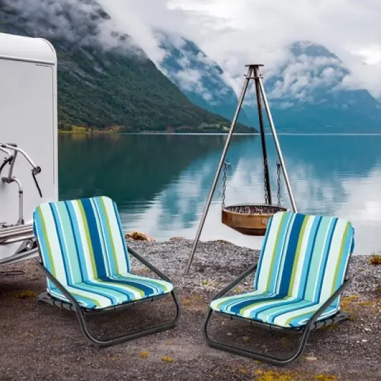 Tangkula Low Beach Chairs for Adults 2 Pack w/ Aluminum Frame and Soft Cushion 300 LBS image {3}