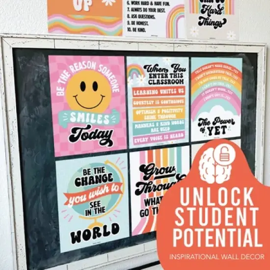 Hadley Designs Retro Growth Mindset Classroom Decor Posters, Set of 9 image {4}