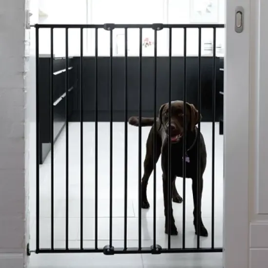 Scandinavian Pet Design Extra Tall 42 Inch Wall Mount Extending Portable Animal Pet Safety Gate for Large and Small Dogs, Black image {4}
