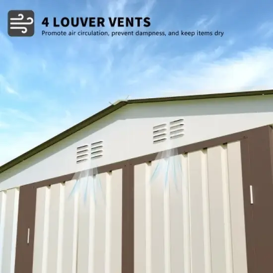 10x8 FT Outdoor Garden Shed with Hinge Door,Large Metal Backyard Patio Storage Shed,Aluminum Alloy Frame Tool Shed with Ventilation-Coolbibila image {5}