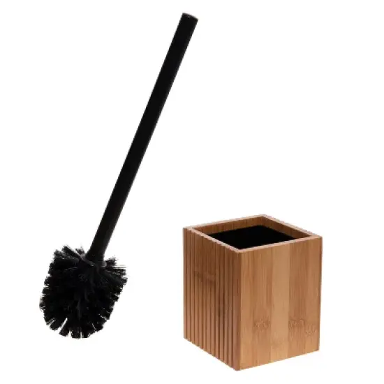 Oslo Bamboo Toilet Brush Holder Brown - Bath Bliss image {5}