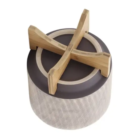 Sagebrook Home 12"x10" Mesh Ceramic Planter Pot with Stand Tan image {4}