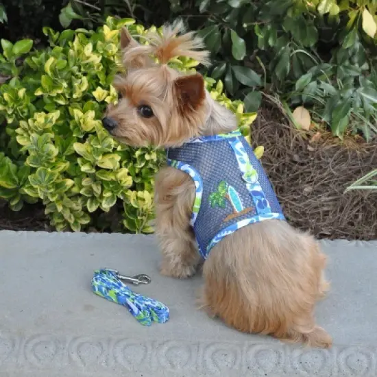 Doggie Design Cool Mesh Dog Harness with Matching Leash-Surfboard Blue and Green image {5}