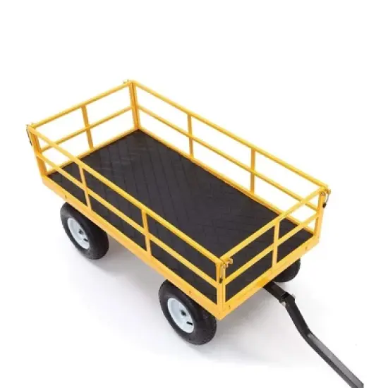 Gorilla Carts 1200lbs. Capacity Industrial Steel Utility Wagon with Removable Sides and 2 in 1 Handle for Towing - Yellow (GOR1201B) image {3}