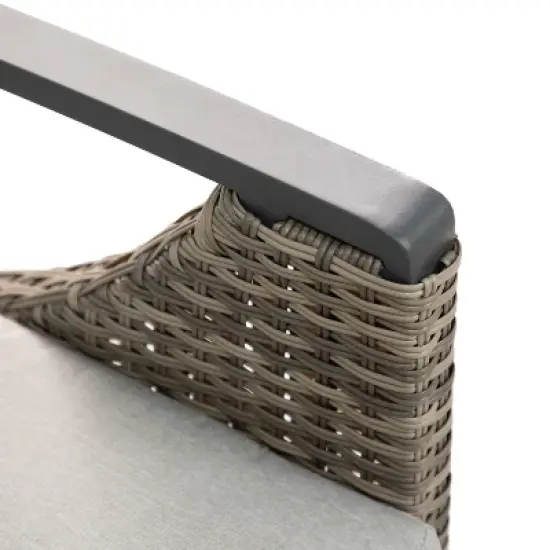 Greemotion 4pc Antigua Outdoor Patio Conversation Furniture Sets with Height Adjustable Table Brown: Modular Sectional, UV Protection image {11}