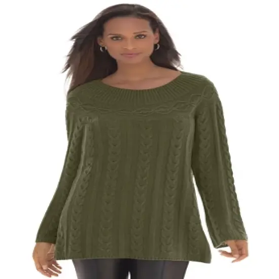 Jessica London Women&rsquo;s Plus Size Cable Sweater Tunic image {8}