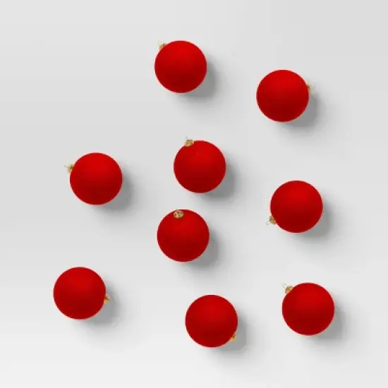 9ct 80mm Christmas Flocked Ball Ornament Set - Wondershop&trade; image {11}