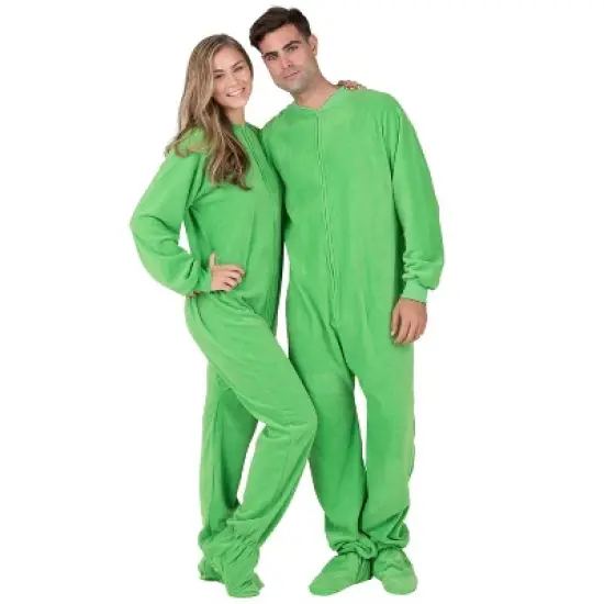 Footed Pajamas - Emerald Green Adult Fleece Onesie image {5}