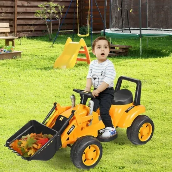 Costway Kids Ride On Excavator Digger 6V Battery Powered Tractor w/Digging Bucket Yellow image {3}
