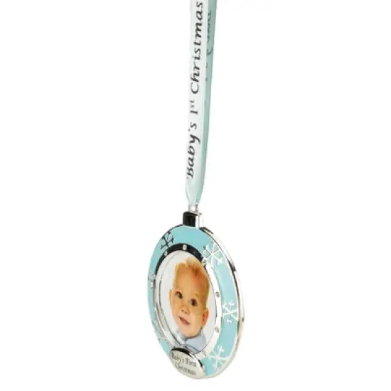 Northlight 3" Blue Silver-Plated Baby's First Christmas Ornament with European Crystals image {2}