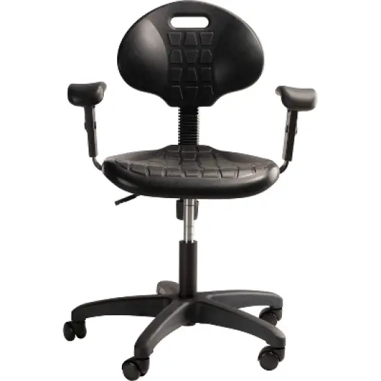 16"-21" Adjustable Height Polyurethane Task Office Chair with Arms Black- Hampden Furnishings image {1}