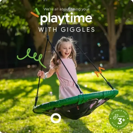 gobaplay Round Platform Tree Swing with Adjustable Polyethylene Rope image {5}