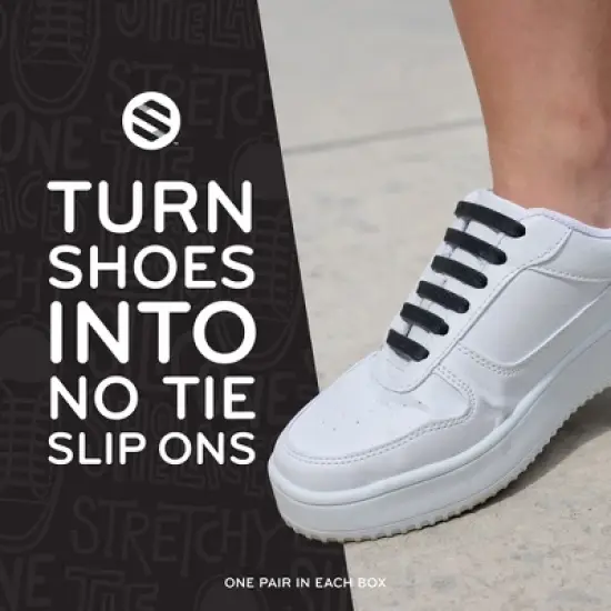 The Original Stretchlace No-Tie Silicone Elastic Shoelaces &ndash; Black Tieless Shoe Laces (1 Set) image {3}